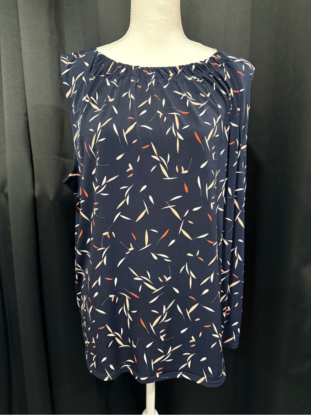 Women’s Navy Printed Skirt - Navy with Cream & Rust Accents (0025)
